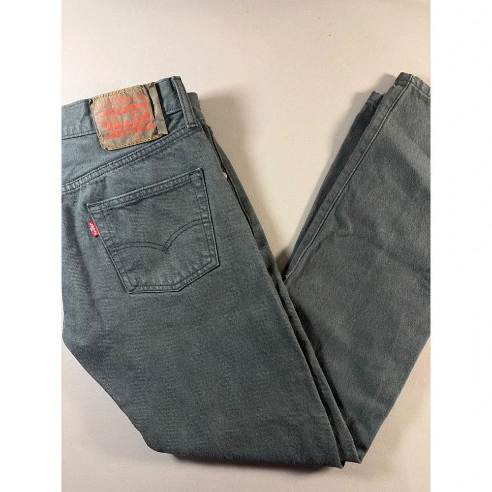 Levi's 501 Jeans Mens 29x30 Gray‎ Straight Leg 100% Cotton Button Fly Denim